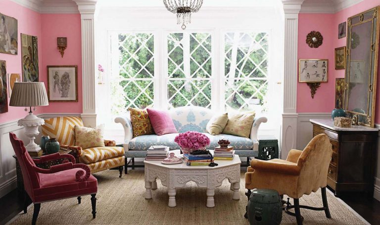 粉色新古典現代室內設計客廳