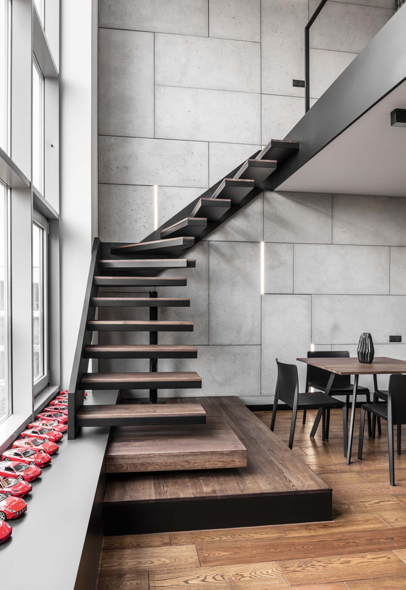 現代風室內設計木質漂浮樓梯
