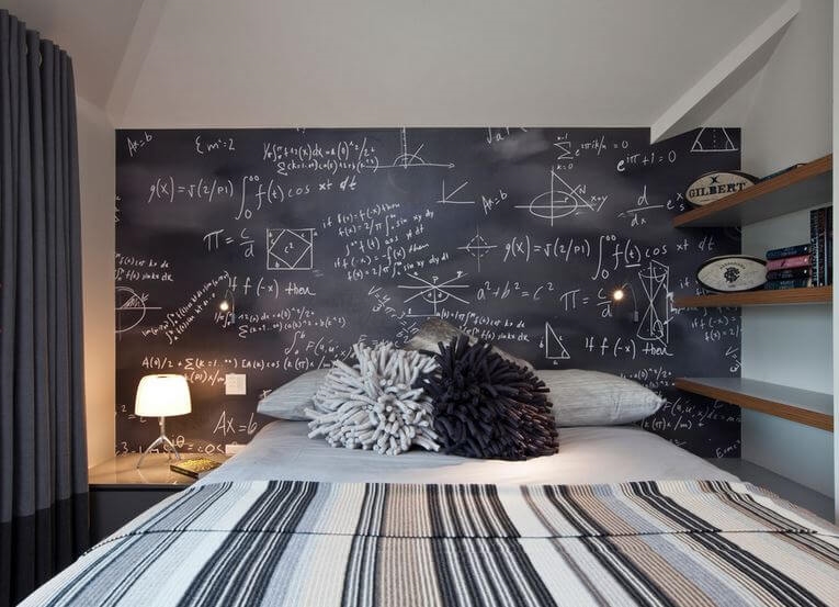 臥室仿黑板床頭牆造型室內設計