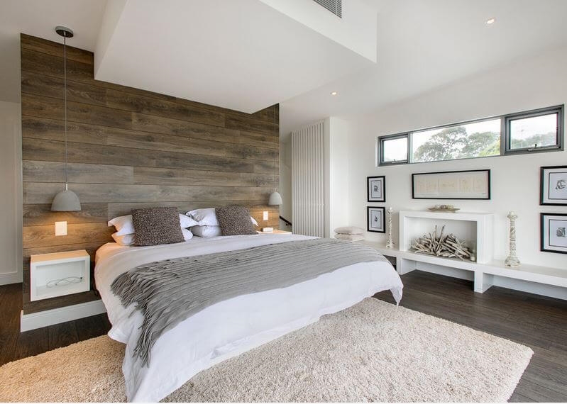 臥室拼裝複合地板床頭牆造型設計