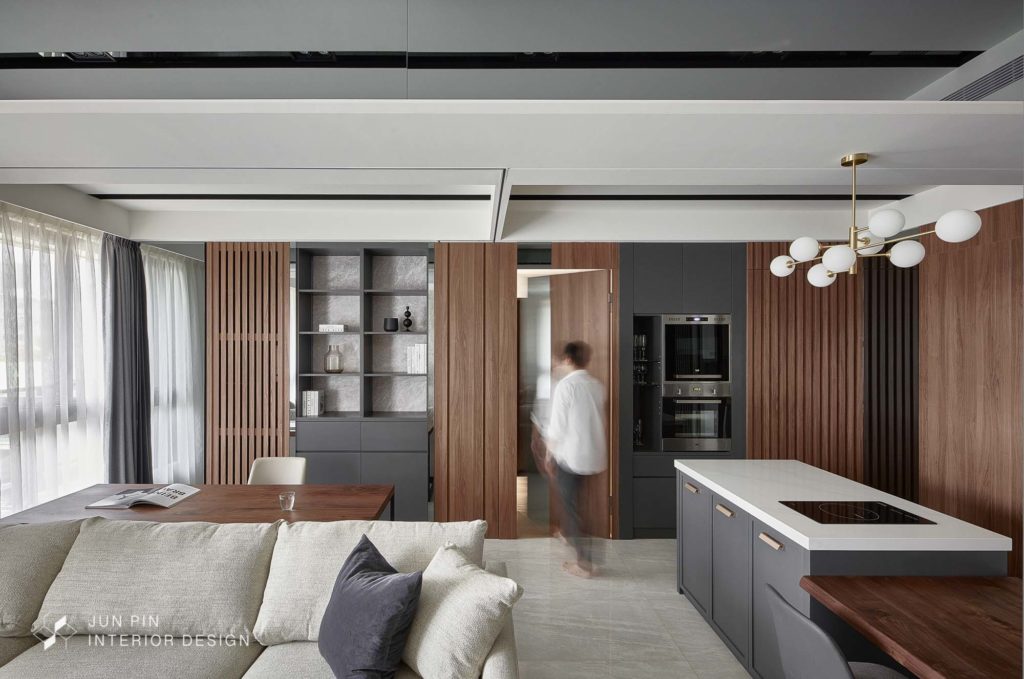 台北中山區泛亞長安現代風室內設計裝潢客廳與隱藏門設計