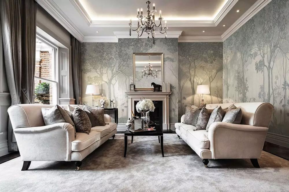 新古典裝潢設計風格客廳沙發壁紙