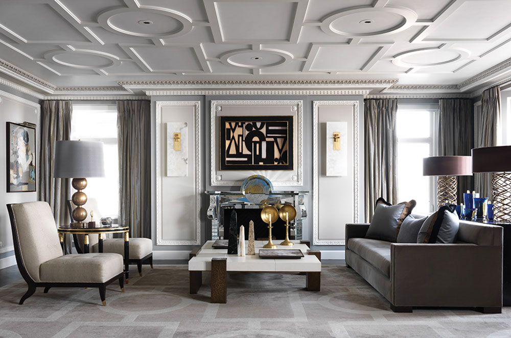 新古典裝潢設計風格客廳壁爐天花板