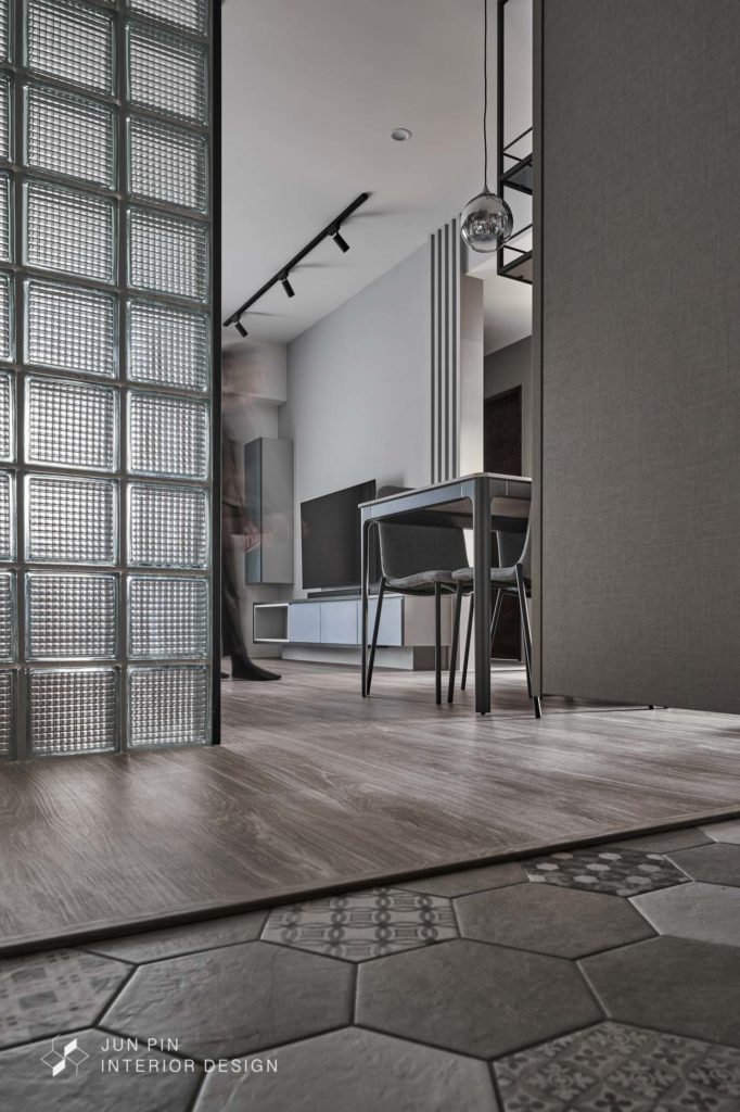 新北板橋京板澤室內設計裝潢現代風格單身宅玄關六角花磚