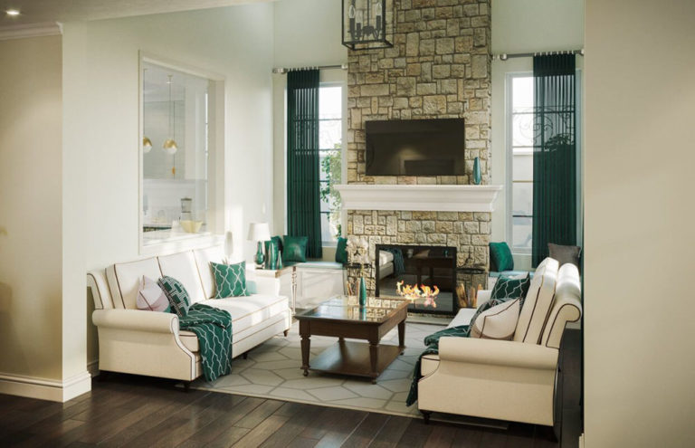 美式風格裝潢設計客廳壁爐沙發地毯