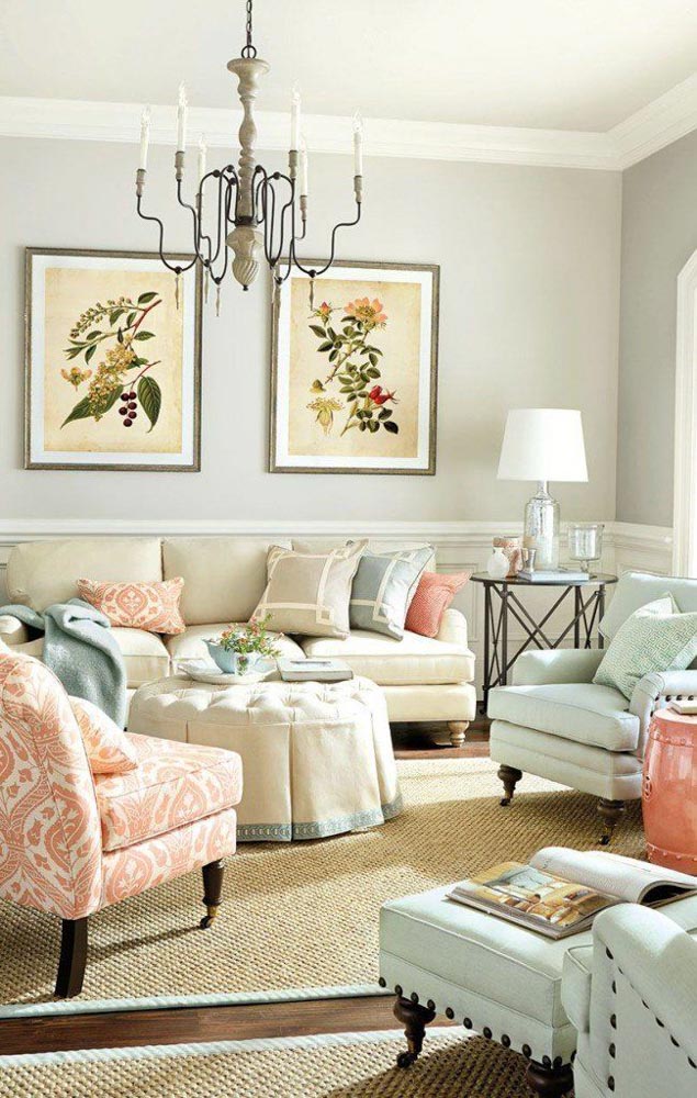 美式風格裝潢設計客廳線板牆壁油漆顏色掛畫