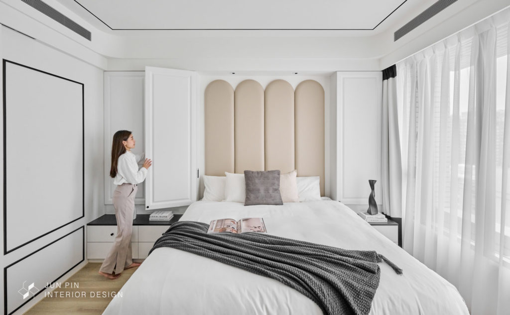 桃園經國路瑜璟芳華室內設計裝潢輕奢美式風格房間臥室床頭牆