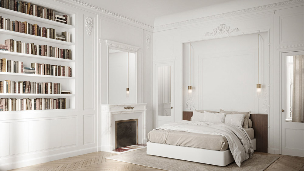 古典風格豪宅室內設計裝潢臥室房間牆壁油漆顏色