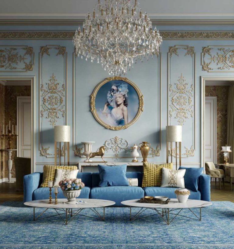 古典風格頂級豪宅設計室內裝潢作品水晶吊燈