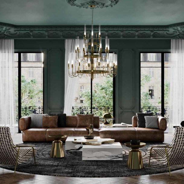 古典風格豪宅室內設計裝潢客廳牆壁油漆顏色沙發吊燈