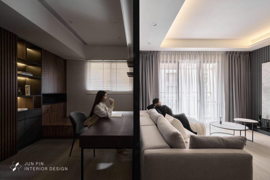 新北新莊宏普雙橡園室內設計裝潢28坪醫生現代風單身宅客廳書房