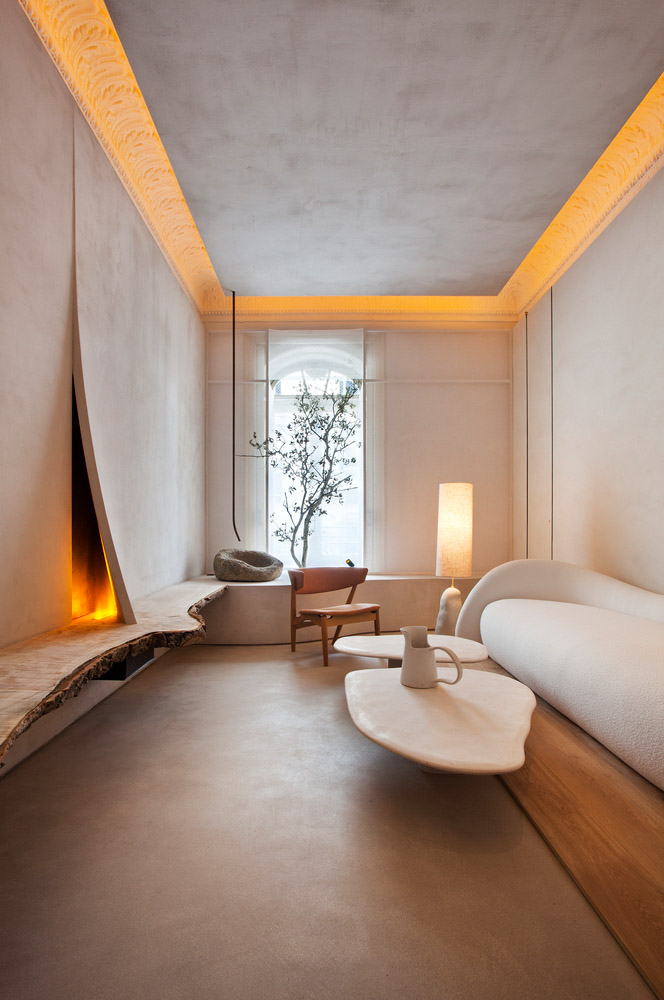 Wabi Sabi日式侘寂風格美學設計裝潢案例客廳臥榻壁爐
