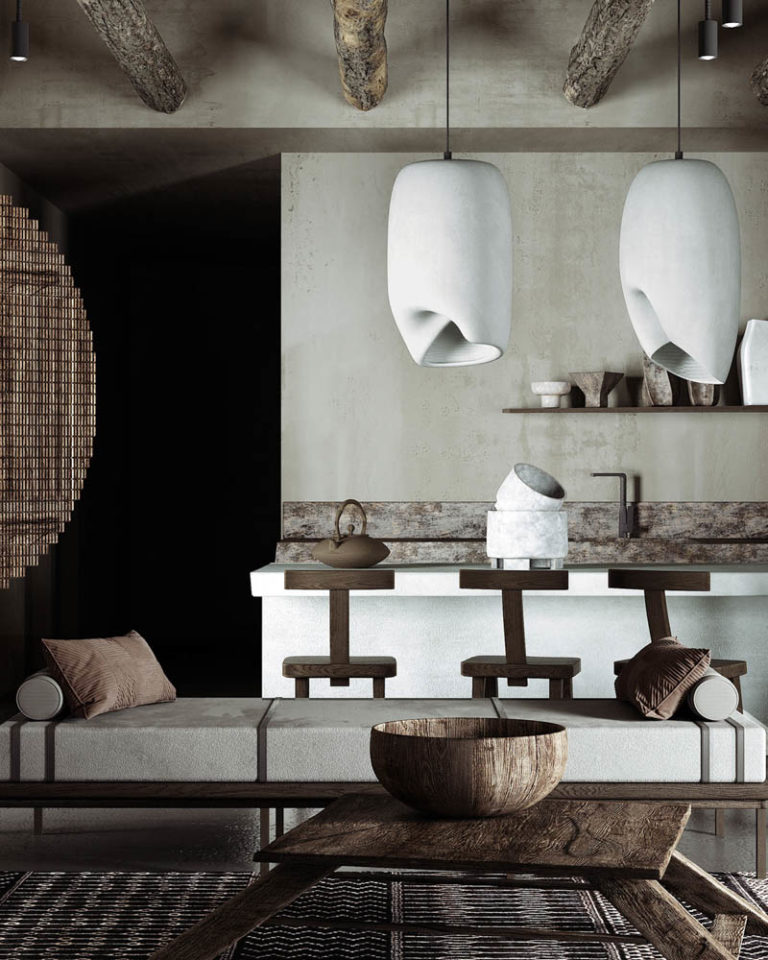 Wabi Sabi日式侘寂風格美學設計裝潢案例餐廳廚房燈具