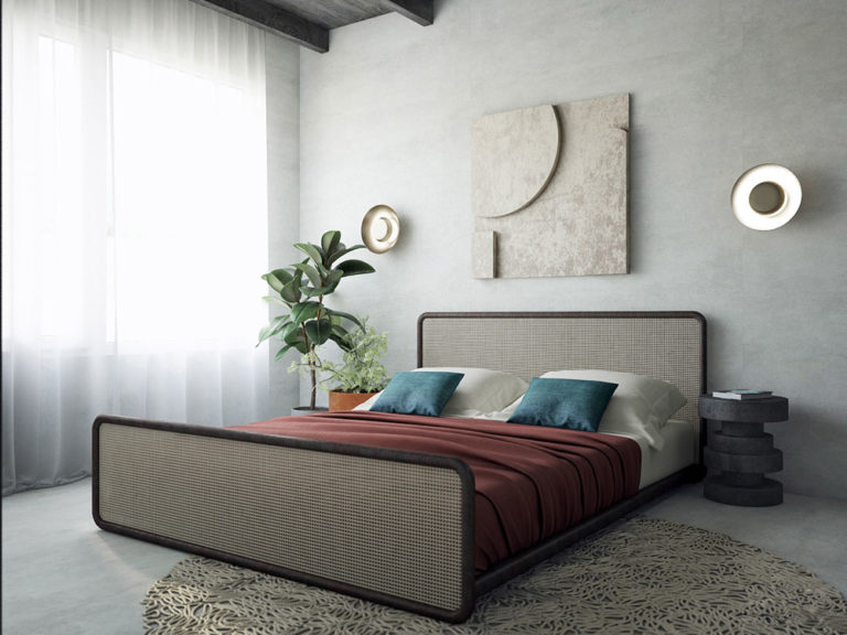Wabi Sabi日式侘寂風格美學設計裝潢案例臥室房間藤編床頭牆