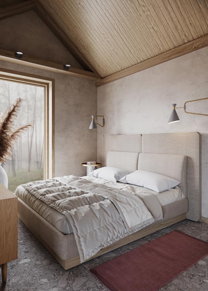 Wabi Sabi日式侘寂風格美學設計裝潢案例臥室房間床頭牆天花板