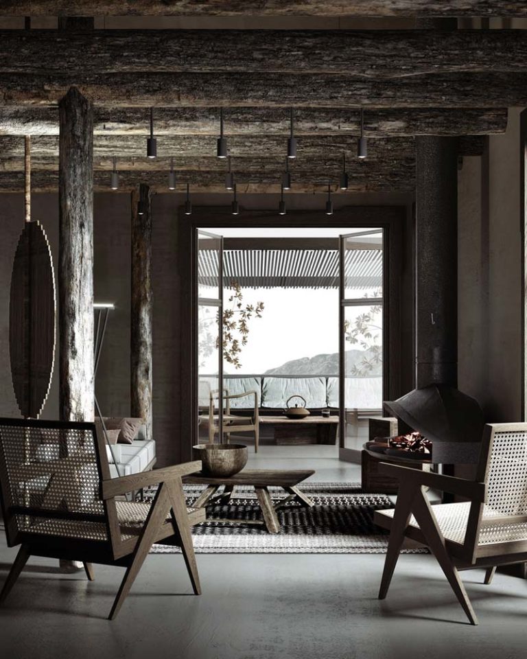 Wabi Sabi日式侘寂風格美學設計裝潢案例客廳地毯燈具照明陽台