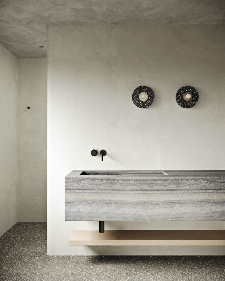 Wabi Sabi日式侘寂風格美學設計裝潢案例浴室洗手台壁燈