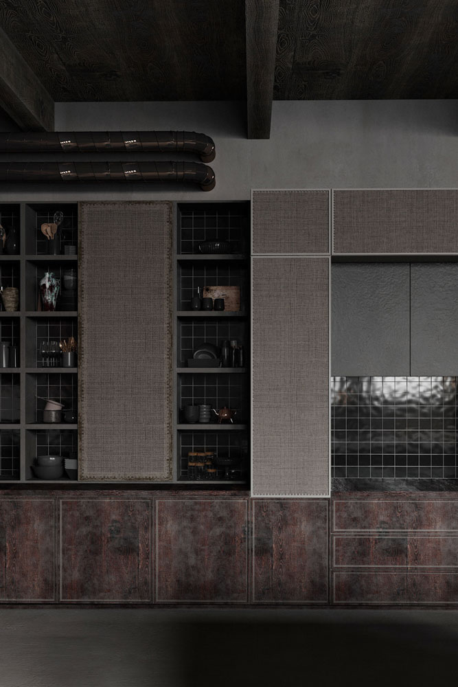Wabi Sabi日式侘寂風格美學設計裝潢案例廚房粗亞麻收納櫃