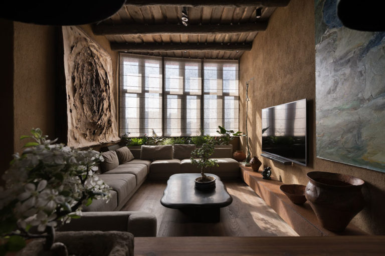 Wabi Sabi日式侘寂風格美學設計裝潢案例客廳沙發家具特殊藝術塗料