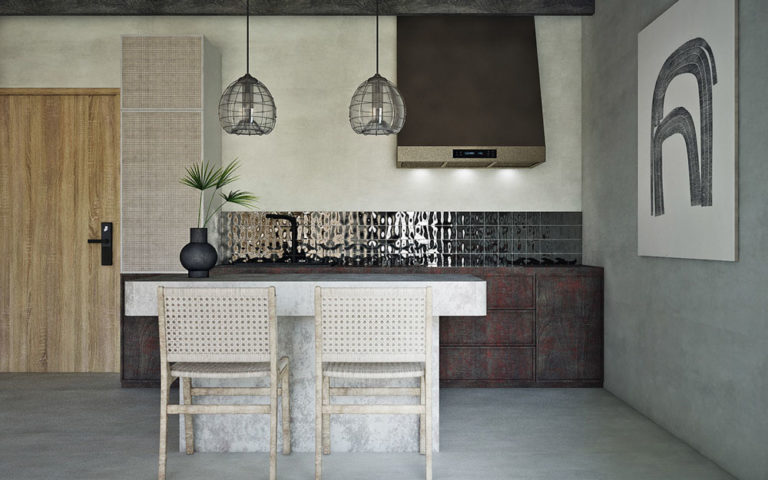Wabi Sabi日式侘寂風格美學設計裝潢案例餐廳廚房藤編椅防濺板