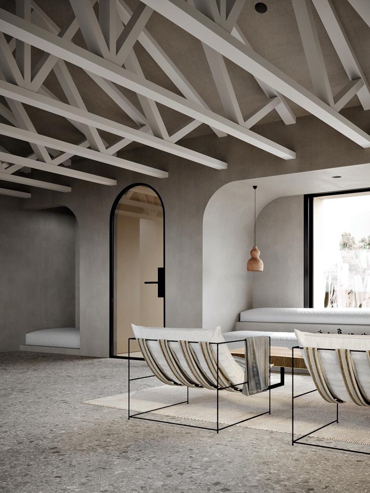 Wabi Sabi日式侘寂風格美學設計裝潢案例拱門臥榻木作天花板