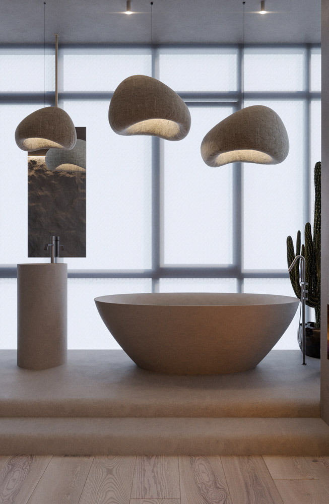 Wabi Sabi日式侘寂風格美學設計裝潢案例浴室燈具照明浴缸洗手台