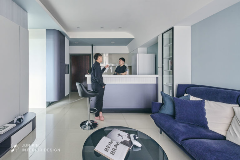 新北五股鄉林靜朗室內設計裝潢15坪藍色現代風格小宅廚房吧檯