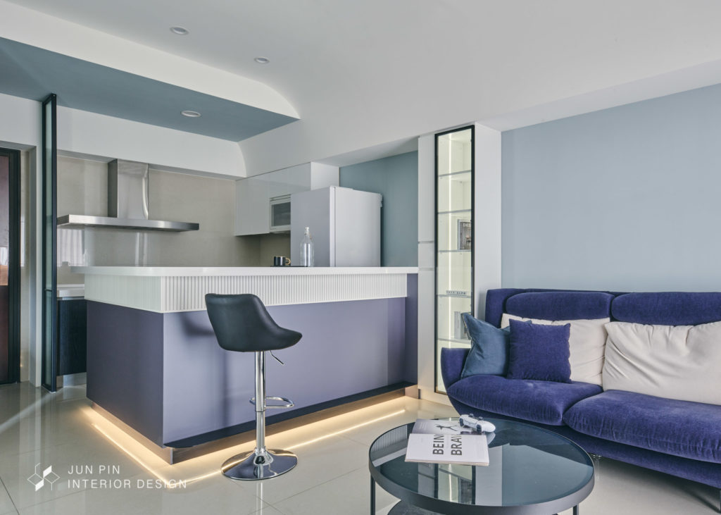 新北五股鄉林靜朗室內設計裝潢15坪藍色現代風格小宅吧檯照明