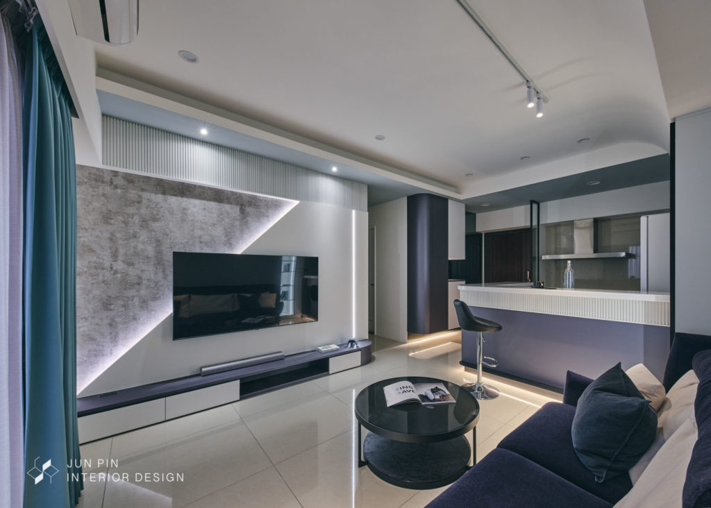 新北五股鄉林靜朗室內設計裝潢15坪藍色現代風格小宅客廳電視牆
