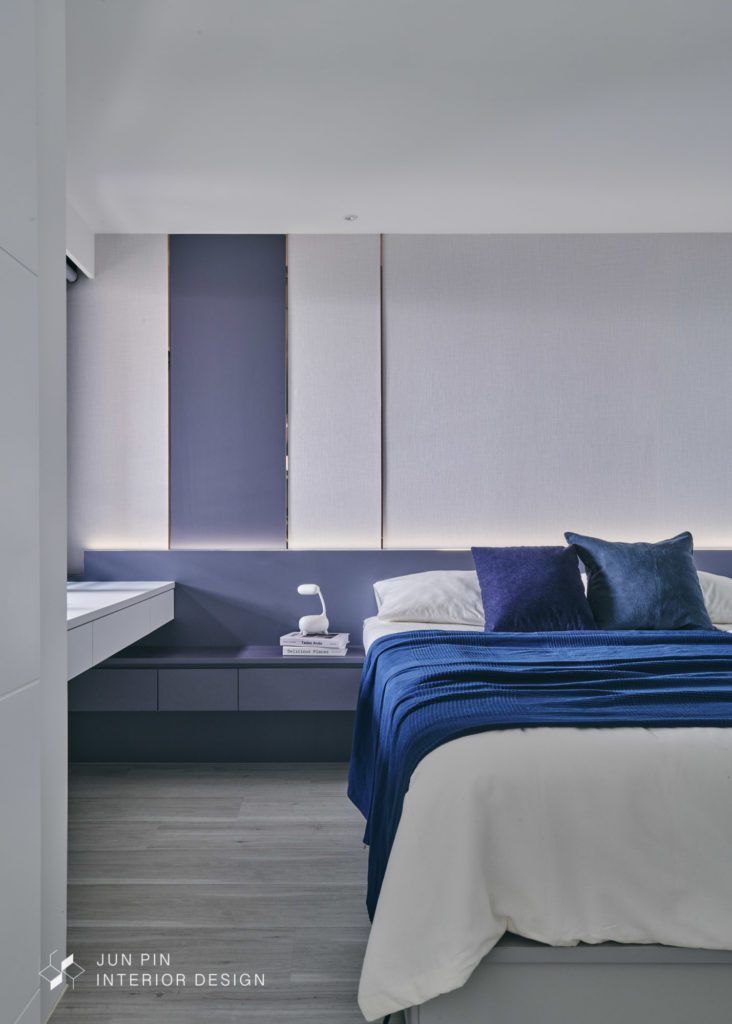 新北五股鄉林靜朗室內設計裝潢15坪藍色現代風格小宅臥室房間床頭牆