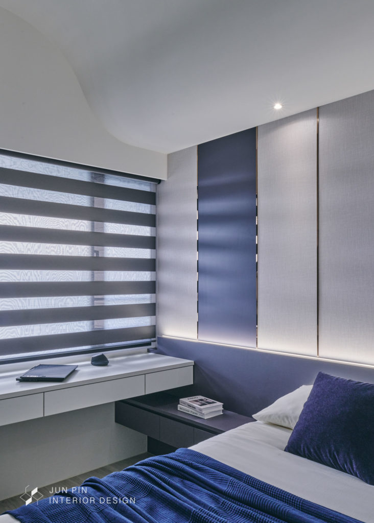 新北五股鄉林靜朗室內設計裝潢15坪藍色現代風格小宅臥室床頭牆梁柱風水