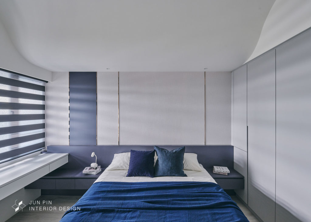 新北五股鄉林靜朗室內設計裝潢15坪藍色現代風格小宅房間床頭牆