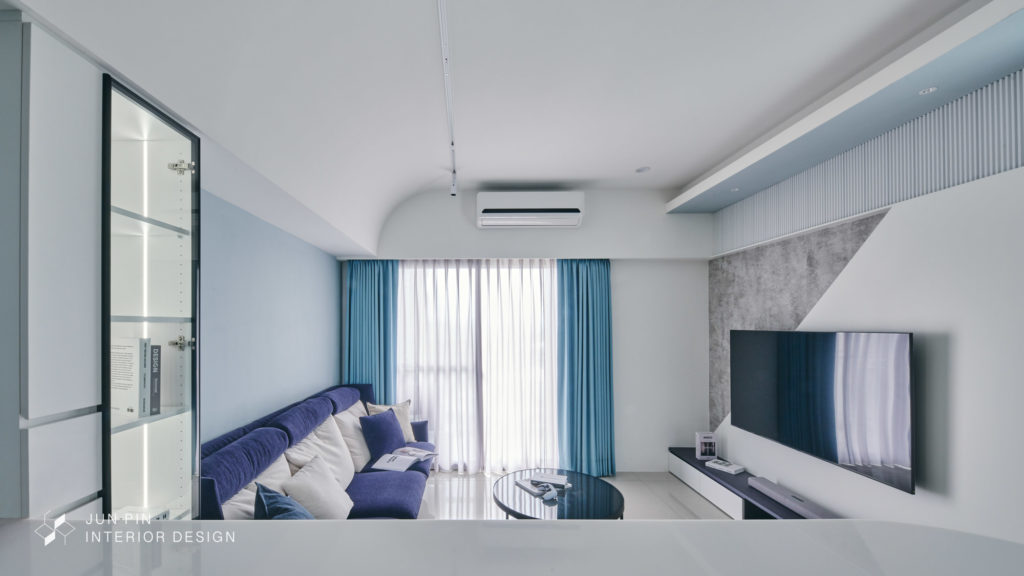 新北五股鄉林靜朗室內設計裝潢15坪藍色現代風格小宅客廳