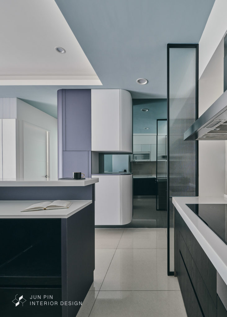 新北五股鄉林靜朗室內設計裝潢15坪藍色現代風格小宅廚房鏡面