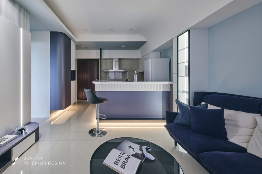 新北五股鄉林靜朗室內設計裝潢15坪藍色現代風格小宅吧檯牆面油漆顏色