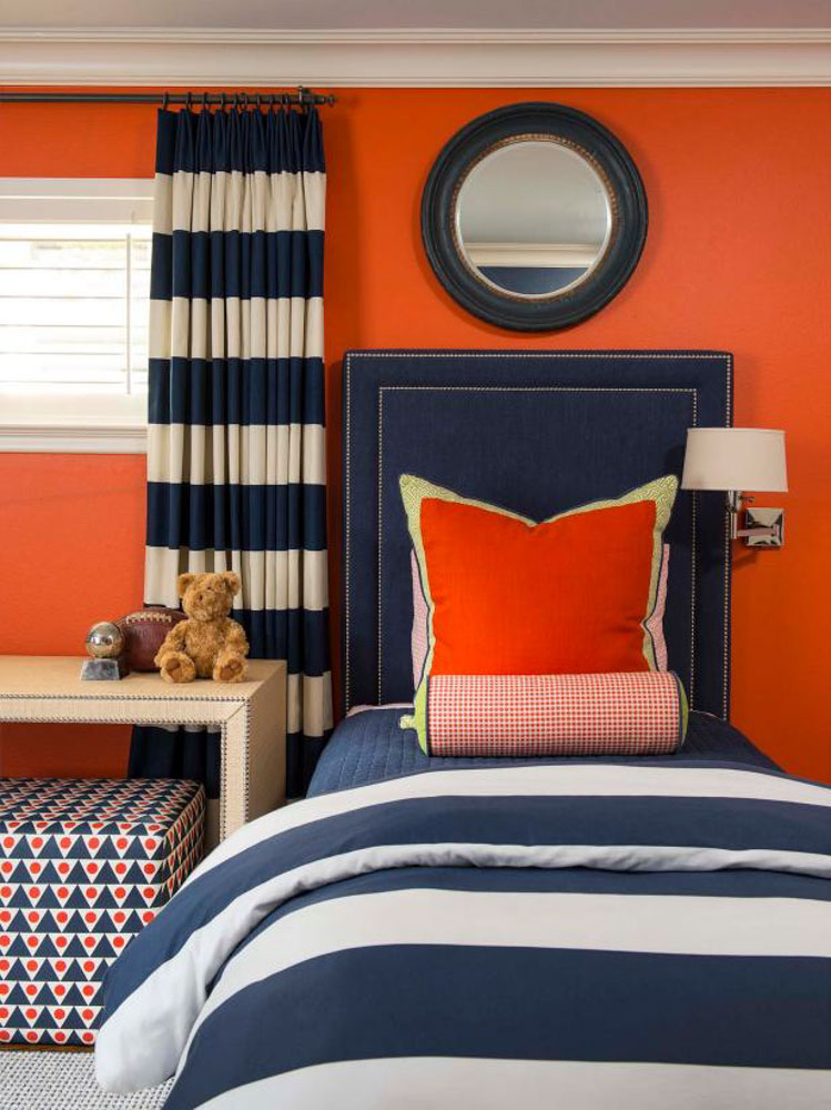 房間牆壁油漆顏色橘色橙色床頭牆配色技巧