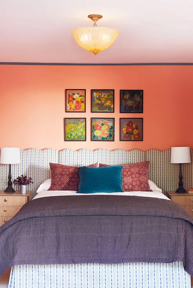房間牆壁油漆顏色珊瑚色橘色配色技巧