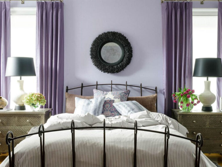 房間牆壁油漆顏色床頭牆紫色配色技巧