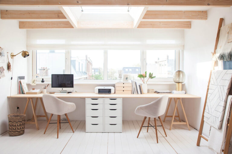 書房設計居家辦公室房間臥室裝潢書桌天井