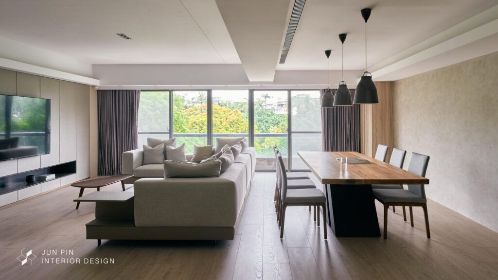台北北投榮華富貴室內設計裝潢40坪現代風豪宅設計餐桌沙發