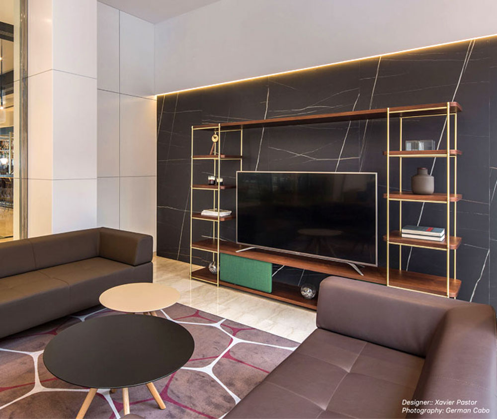客廳電視牆裝潢設計造型材質顏色金屬層架