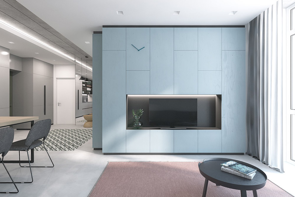 客廳電視牆裝潢設計造型材質顏色收納櫃