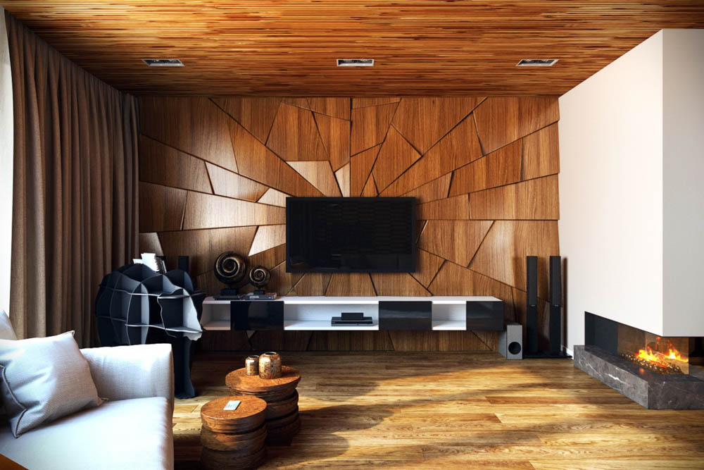 客廳電視牆裝潢設計造型材質顏色木作