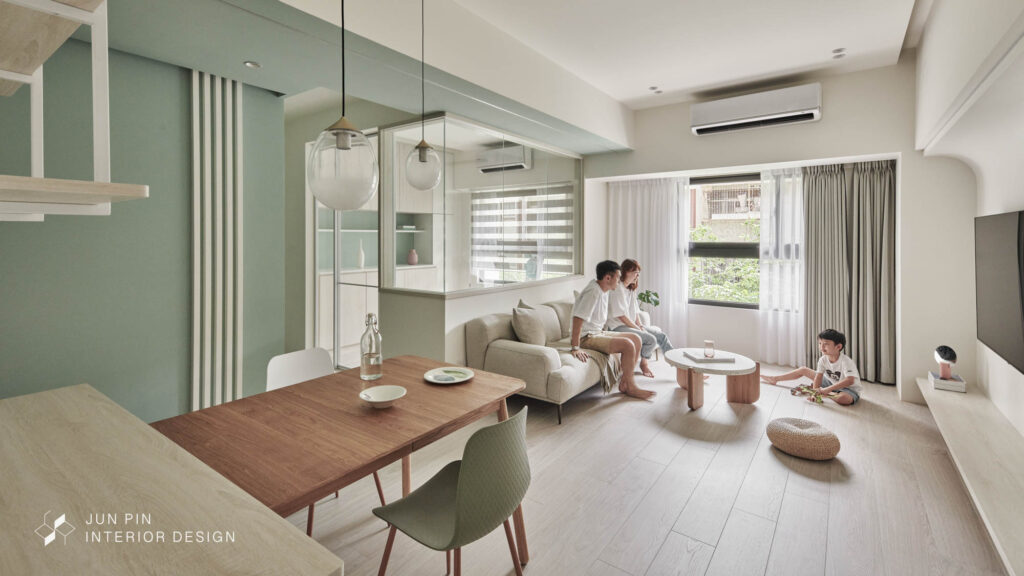 新北中和景安之丘室內設計裝潢22坪日式風親子宅客廳地板