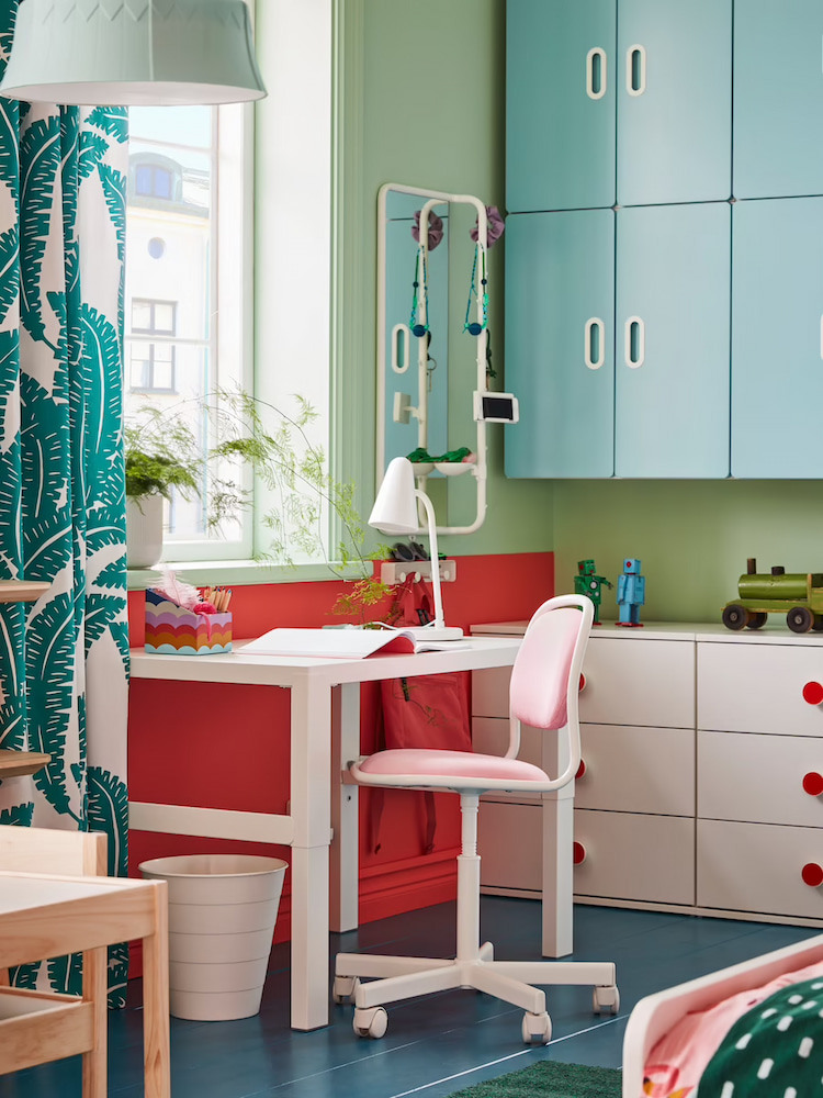 兒童房設計小孩房裝潢佈置收納IKEA成長書桌椅兒童家具