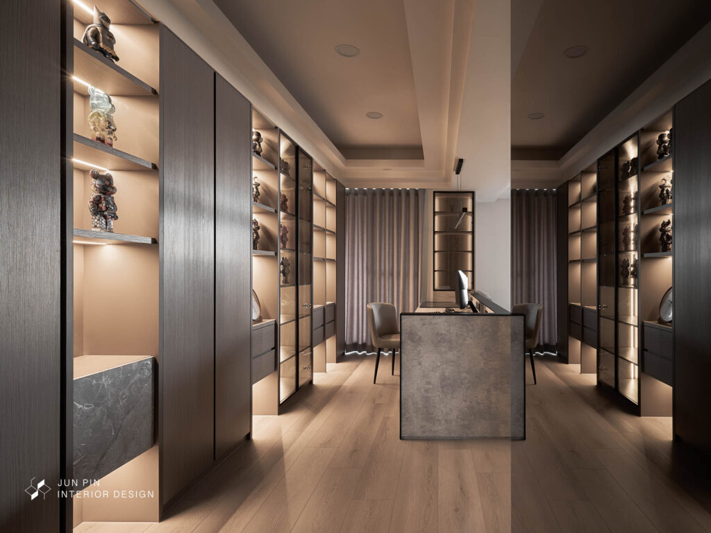 根據空間制定和式的系統櫃和展示空間是精裝潢常見的手法