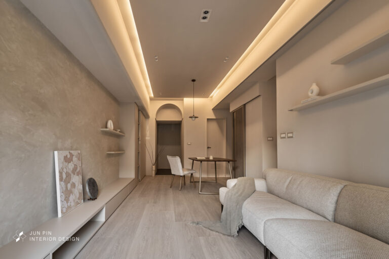 奶茶色系的侘寂感奠定整體氛圍散發出一種柔和、自然又帶有質感的空間氣息