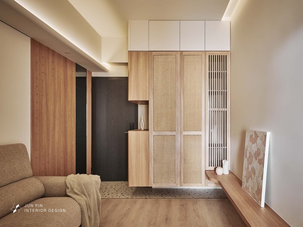 日式風格的居家在們篇上拚接劍麻材質