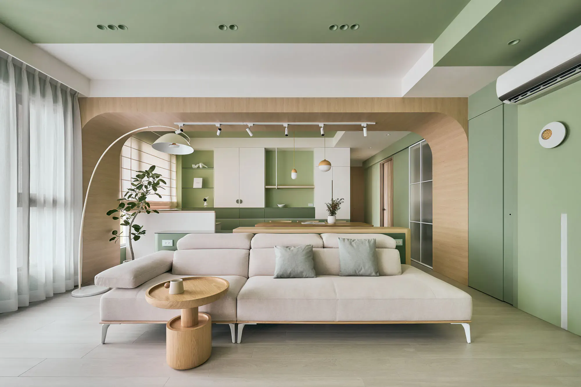 郡品室內設計綠色案件作品有身處大自然的自在和放鬆感