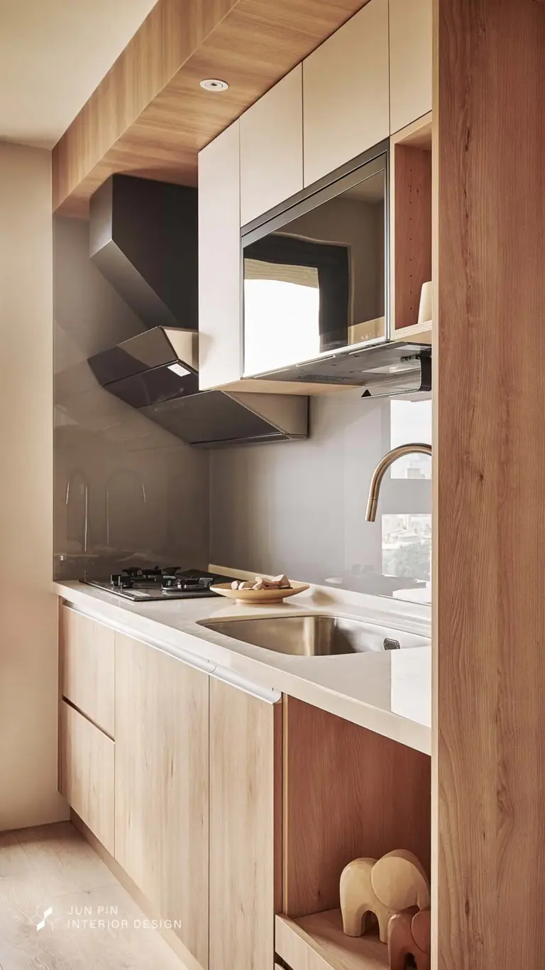 跳脫傳統上方要有白牆下方才做門的思維，上方利用木框匡起維持鏤空